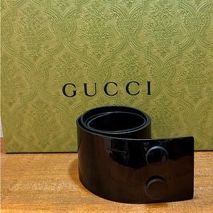 Gucci Thick Patent Leather Black Belt